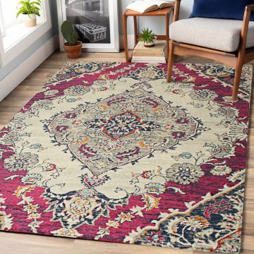 Rugsville Braylee Oriental Pink Modern Rug (150 x 240 cm)