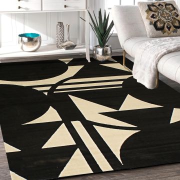 Rugsville Nahla Graphic Black Modern Rug (150 x 240 cm)