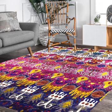 Rugsville Ikat Sari Silk Multi Hand Knotted Rug (240 x 300 cm)