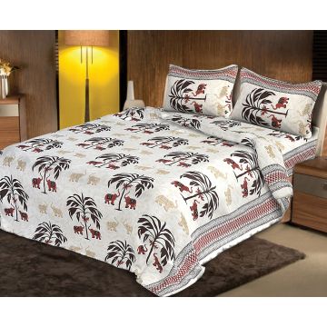 Rugsville Palm Fine Brown Cotton King Size Bed Sheets 240 X 260 cm