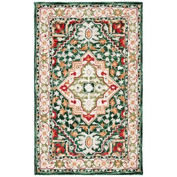 Tuscan Ivory Green Persian Handmade Wool Rug