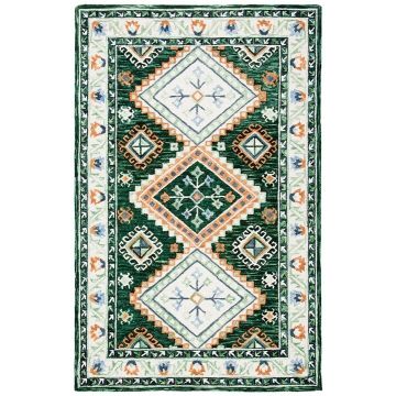 Tuscan Green Persian Handmade Wool Rug