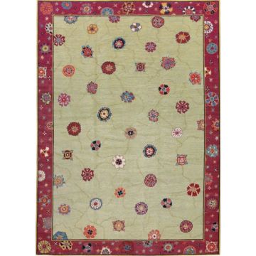 Cracked Ice Gelato Oriental Celery Handmade Wool Rug