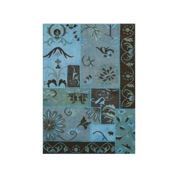 Rugsville Overdyed Patchwork Aqua Wool Rug