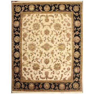 Rugsivlle Floral Persian Ivory Black Wool&Silk Rug (240 x 300 cm)