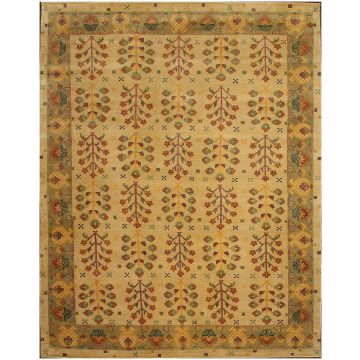 Rugsville Contemporary Wool Cream & Green Rug (240 x 300 cm)
