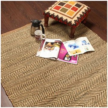 Rugsville Designer stripe Beige Handmade Jute Dhurrie Rug (120 x 180 cm)