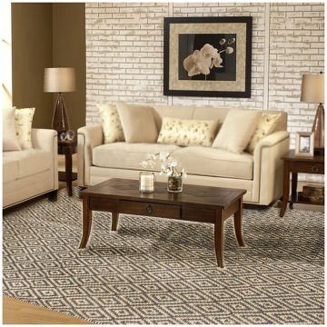 Rugsville Trellis Beige Grey Handmade Jute Dhurrie Rug (120 x 180 cm)