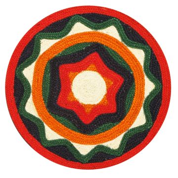 Rugsville Southwestern Red Handmade Dhurrie Rug (60 x 60 cm)
