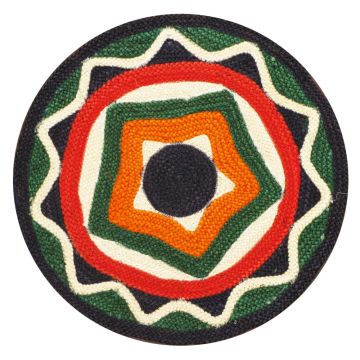 Rugsville Multi Southwestern Rangoli Jute Dhurrie Rug (60 x 60 cm)