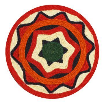 Rugsville Southwestern Rangoli Jute Dhurrie Rug (60 x 60 cm)