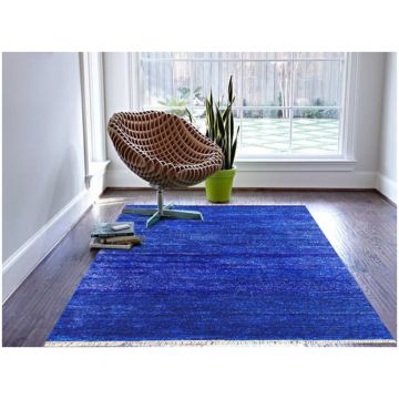 Rugsville Eros Navy Blue Sari Silk Rug (180 x 270 cm)