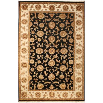Rugsville Floral Persian Ivory Black Wool&Slilk Rug (180 x 270 cm)