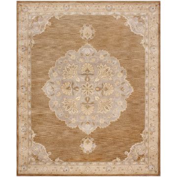Rugsville Handmade Wool Light Brown Wool Rug (240 x 300 cm)