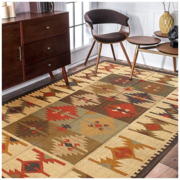 Rugsville Hand Woven Dhurrie Wool-Jute Tribal Rug (150 x 240 cm)