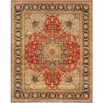 Rugsville Laila Heriz Rust Blue Hand Knotted Wool Rug