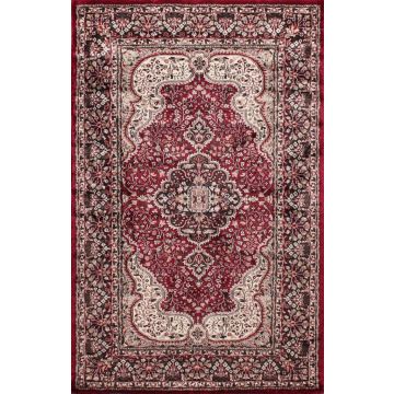 Rugsville Afra Kashmir Silk Hand knotted Red Rug (120 x 180 cm)