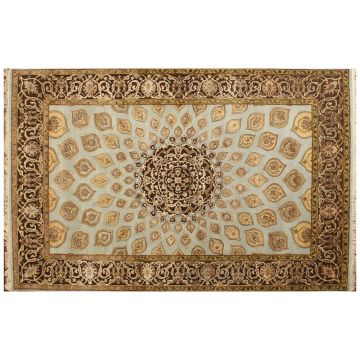 Rugsville Madallion Persian Gray Wool & Silk Rug (180 x 270 cm)