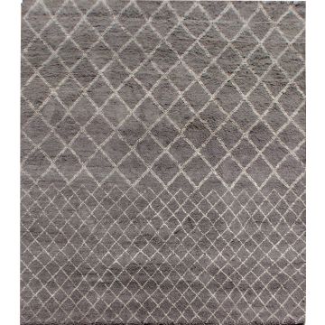 Rugsville Moroccan Beni Ourain Ahfir Gray Beige Rug (240 x 300 cm)
