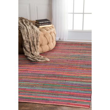 Rugsville Multi Chindi Stripe Dhurrie Rug 21178