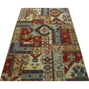 Rugsville Patchwork Tribal Gold Rust Wool Rug (150 x 240 cm)