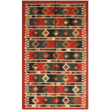 Rugsville Tribal Stone Original Jute Construction Multi Color Dhurrie Rug (150 x 240 cm)