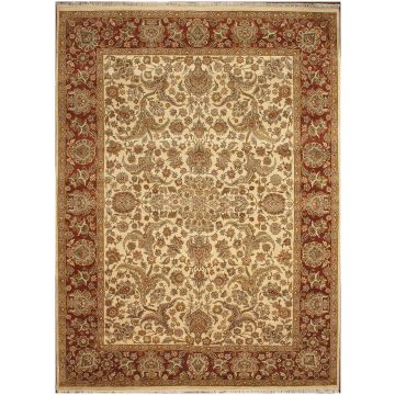 Rugsville Traditional Wool Ivory & Rust Rug (270 x 360 cm)