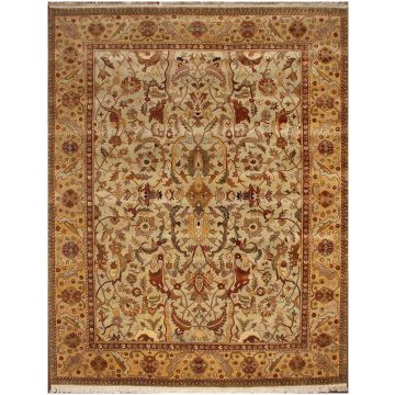 Rugsville Traditional Wool Light & Green & Light Gold Rug (270 x 360 cm)