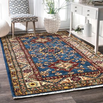 Rugsville Aisha Tribal Kazak Blue Hand Knotted Wool Oriental Rug S-3000