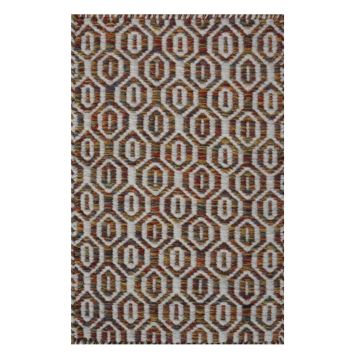 Rugsville Modern Trellis Multi Hand Made Wool Dhurrie Rug 19927