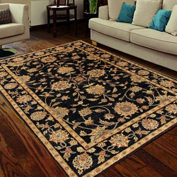 Rugsville Vegetable Dyes Black Wool Rug (180 x 270 cm)