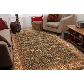 Rugsville Traditional Wool Green & Ivory Rug 1014 (300 x 420 cm)