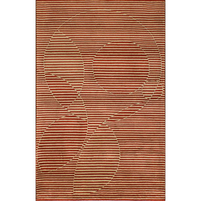 Designer Abstract Handmade Rust Wool Rug (150 x 240 cm)