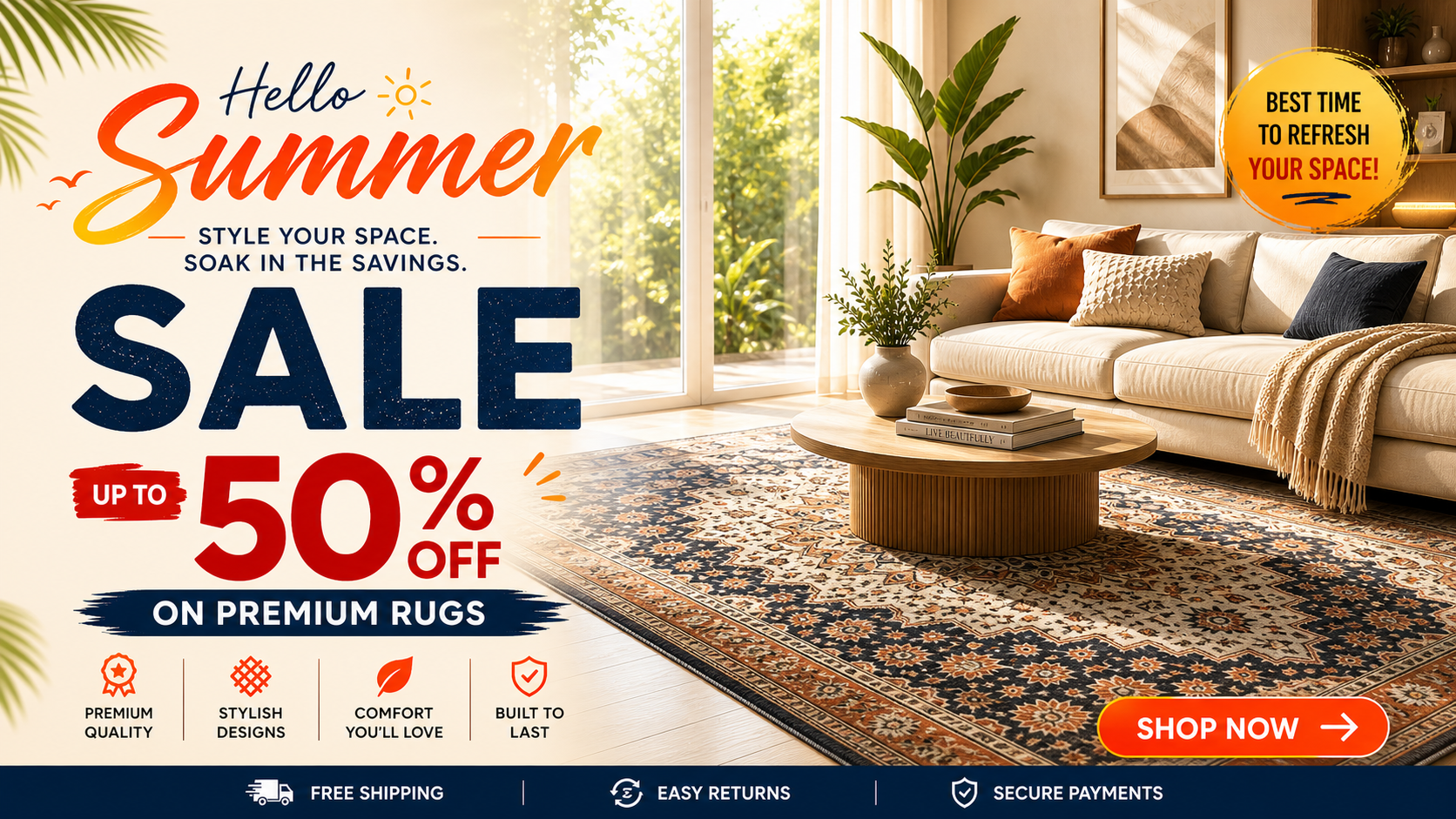 Hello Summer Sale — Up to 50% off, style your space, soak in the savings